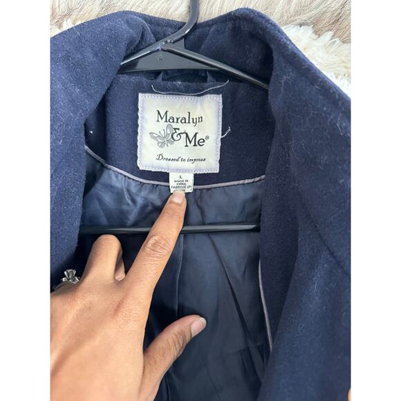 Maralyn & Me Navy Blue Pea Coat Women’s Size Large - Picture 5 of 11